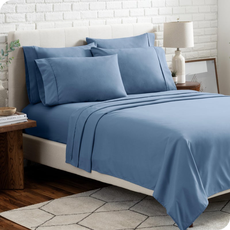 Bare Home Hotel Luxury Twin XL Sheet Set, Extra Soft, 4 Piece Set, Deep Pockets, Easy Fit, Cooling & Breathable, Wrinkle, Fade, Stain Resistant, Includes 2 Pillowcases (Twin XL, Coronet Blue) - Image 2
